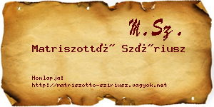 Matriszottó Szíriusz névjegykártya